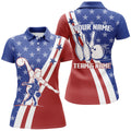 Custom American Flag Patriotic Bowling Team Shirt for Women's Polo Shirts S-5XL