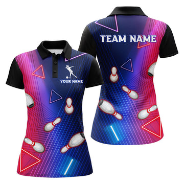 Custom Name 3D Bowling Shirt for Women Personalized Women's Polo Shirts S-5XL