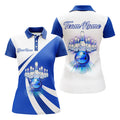 Custom Blue Bowling Ladies Bowling Team League Women's Polo Shirts S-5XL