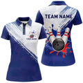 Custom Blue Retro Bowling Shirt For Women Team League Women's Polo Shirts S-5XL