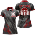Custom Skull Bowling Polo Shirt for Black and Red Women's Polo Shirts S-5XL