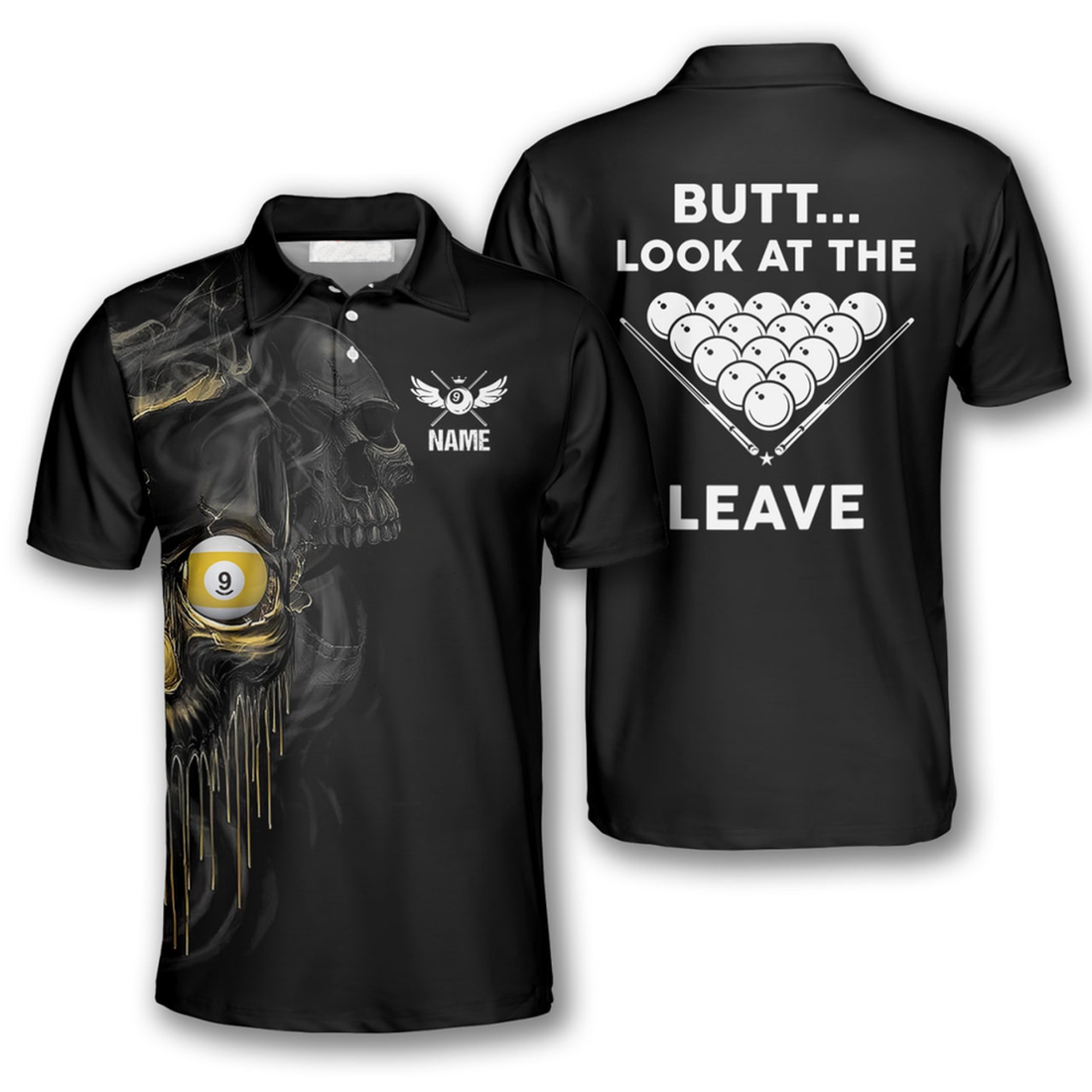 Custom All Over Print Skull 9 Ball Billiard Shirt for Men's Polo Shirt S-5XL