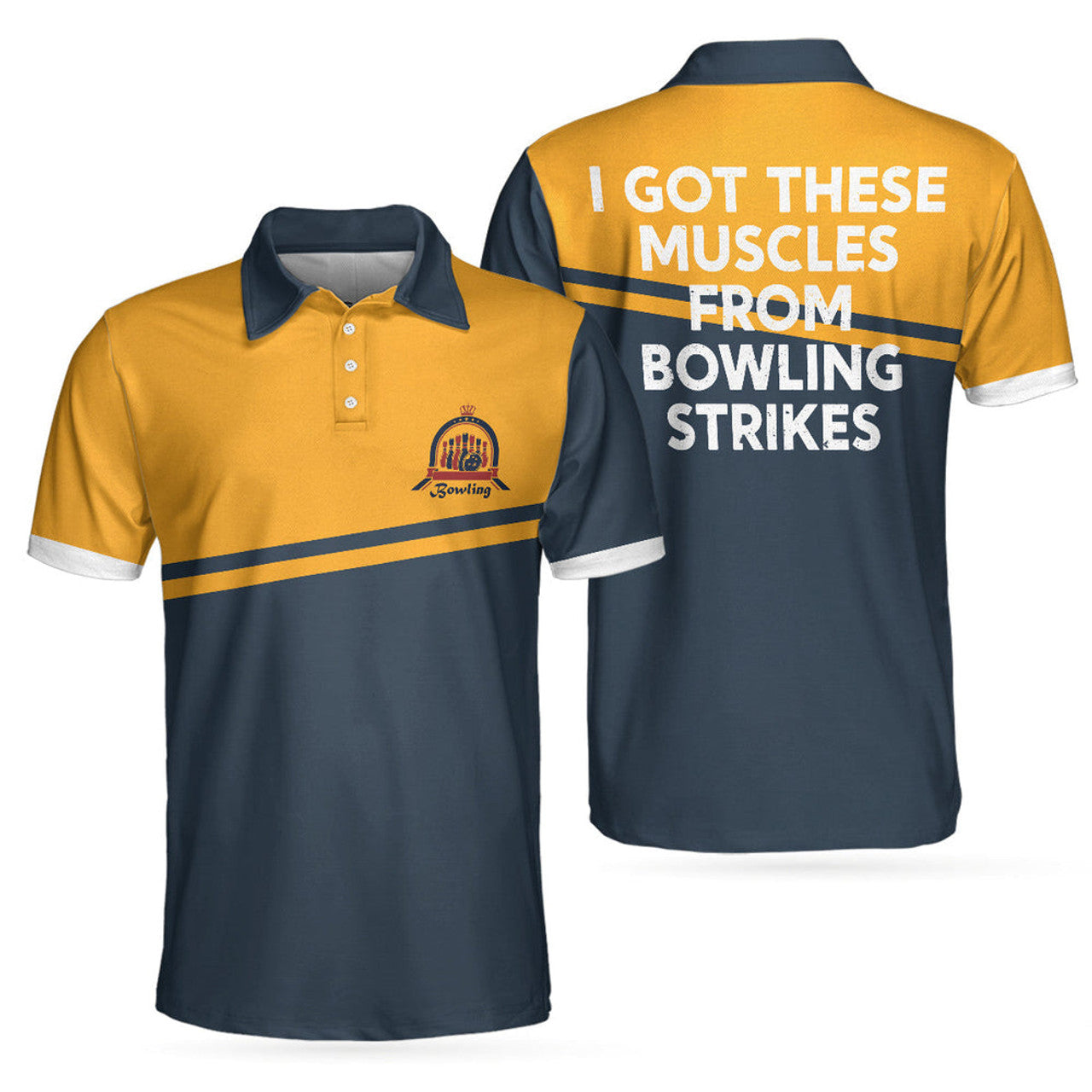 I Got These Muscles From Bowling Strikes Men's Polo Shirt S-5XL