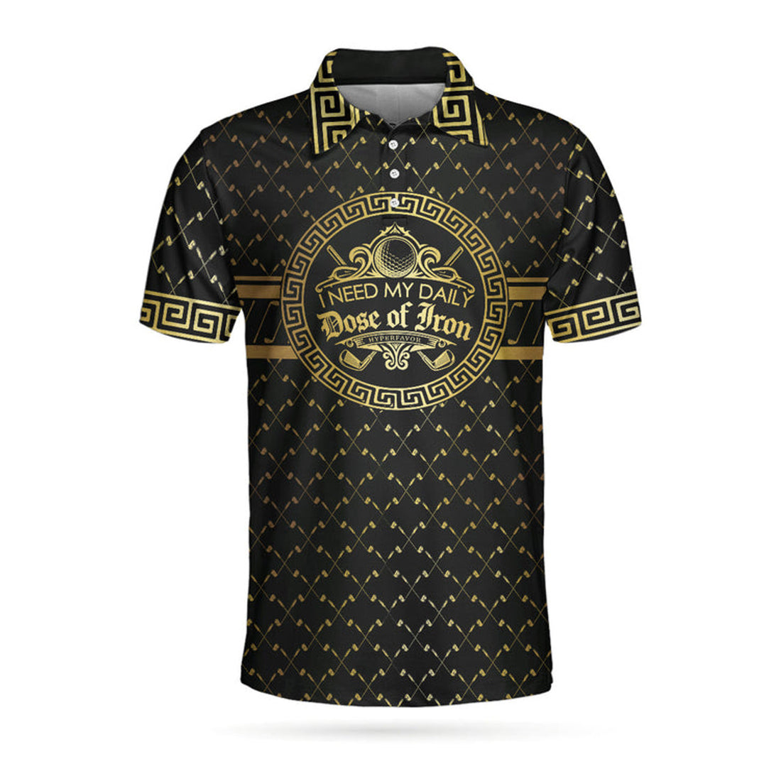 I Need My Daily Dose Of Iron Black Gold Luxury Greek Golf Men's Polo Shirt S-5XL