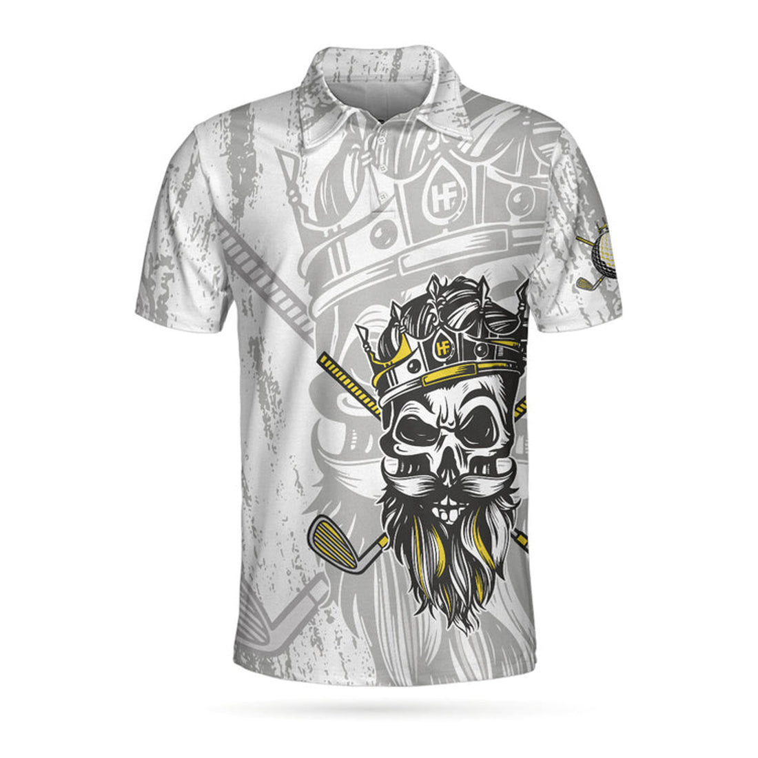 I'm The King Of The Course Golf Skull Black White Men's Polo Shirt S-5XL