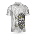 I'm The King Of The Course Golf Skull Black White Men's Polo Shirt S-5XL