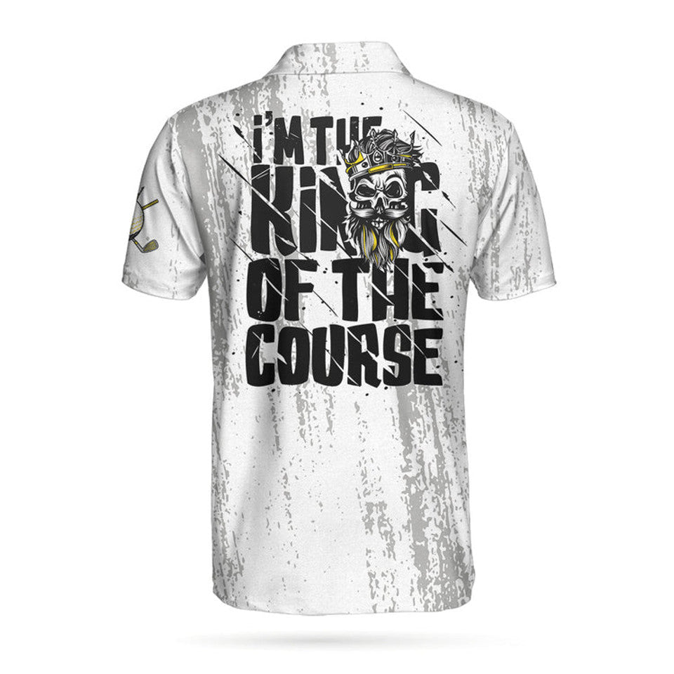 I'm The King Of The Course Golf Skull Black White Men's Polo Shirt S-5XL