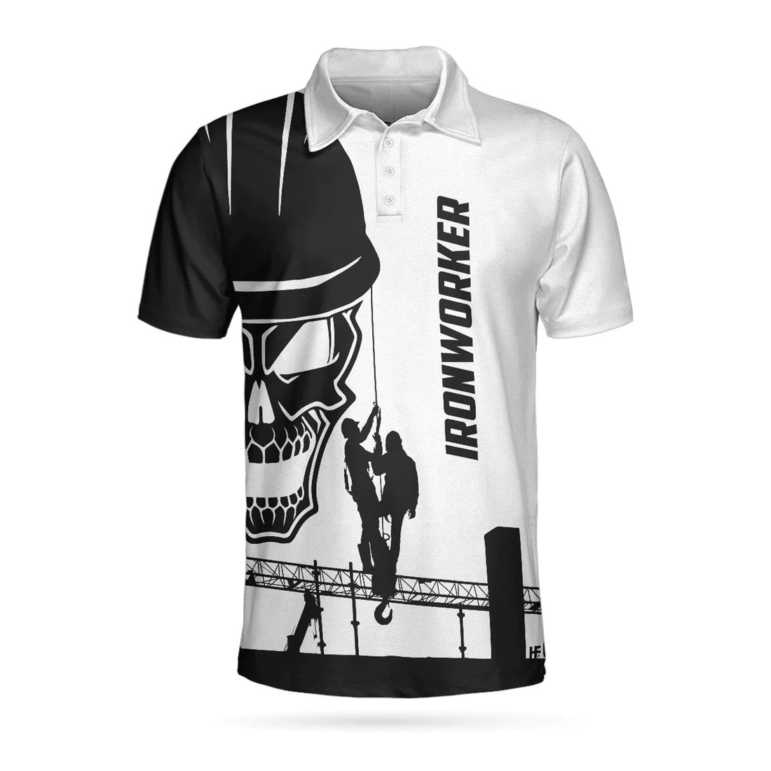 Ironworker Skull Short Sleeve Black Silhouette Shirt Men's Polo Shirt S-5XL