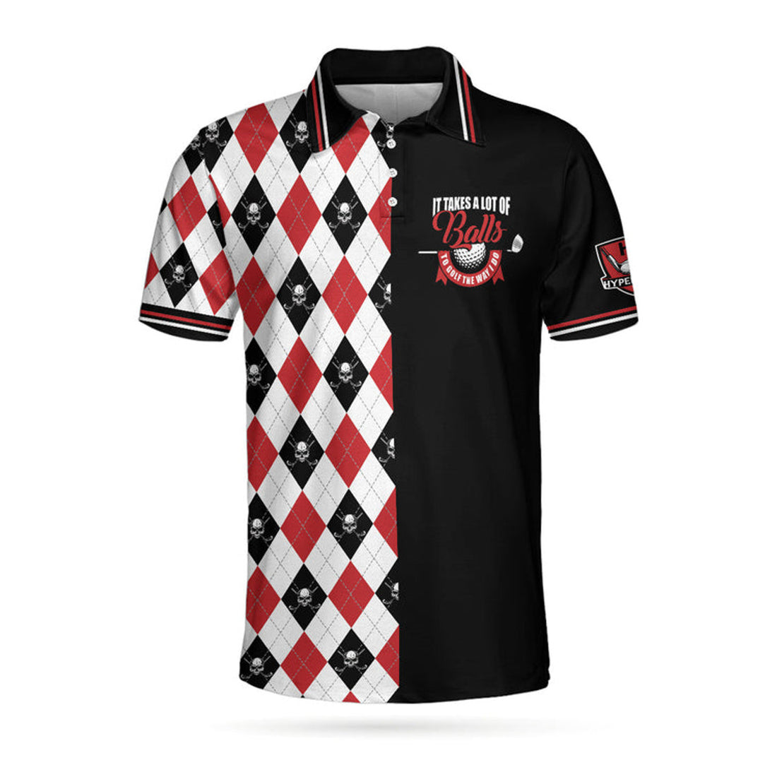 It Takes A Lot Of Balls Argyle Skull Golf Shirt Men's Polo Shirt S-5XL