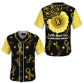 Childhood Cancer Sunflower Yellow Ribbon Faith Hope Love Baseball Jersey S-5XL