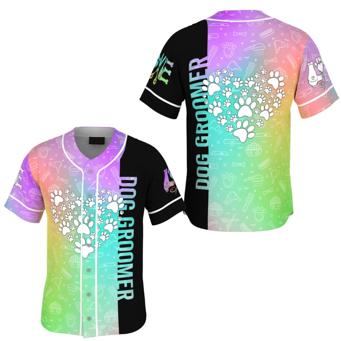 Dog Groomer Heart Love Colorful Jersey Baseball Jersey S-5XL