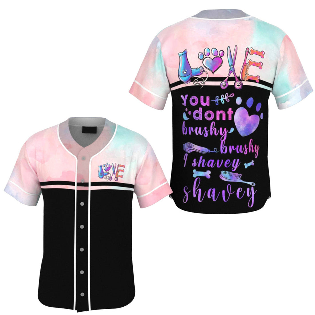 Dog Groomer Watercolor Brushy Shavey Baseball Jersey Gift Baseball Jersey S-5XL