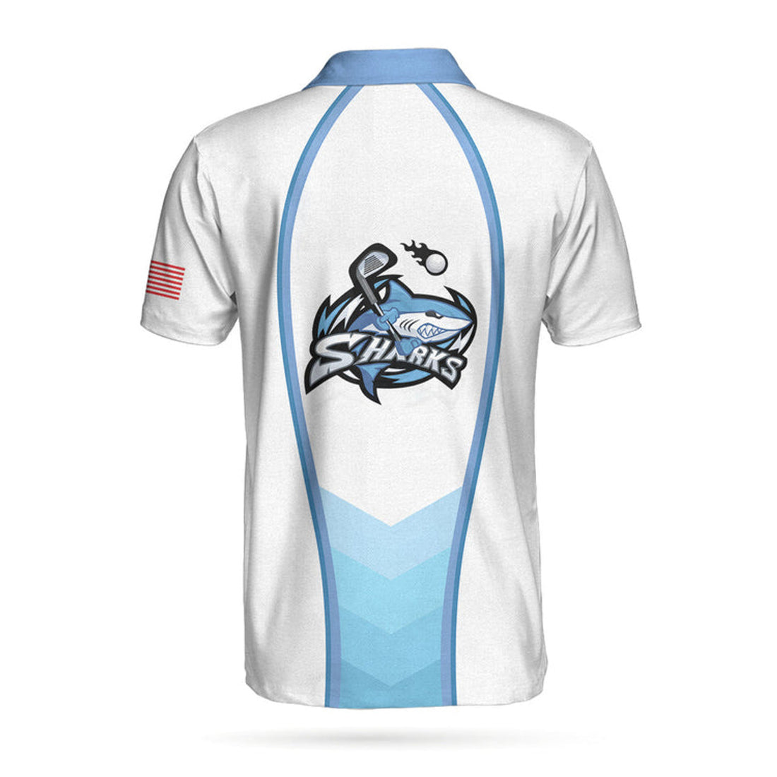 Jawsome Golfer Shark American Flag Best Men's Polo Shirt S-5XL