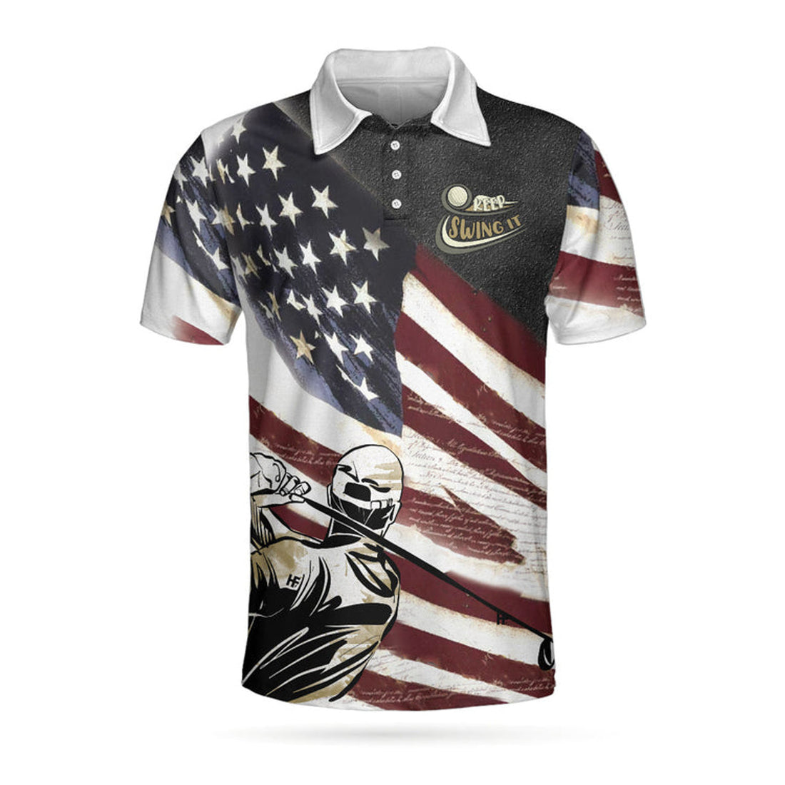 Keep Swing It American Flag Golf Club Golf Shirt for Men Men's Polo Shirt S-5XL