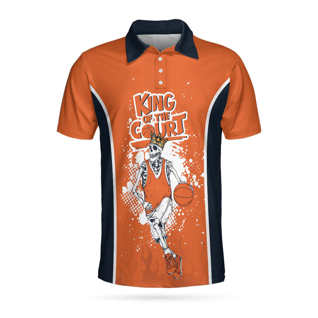 Custom Skeleton Basketball King of the Court Shirt Men's Polo Shirt