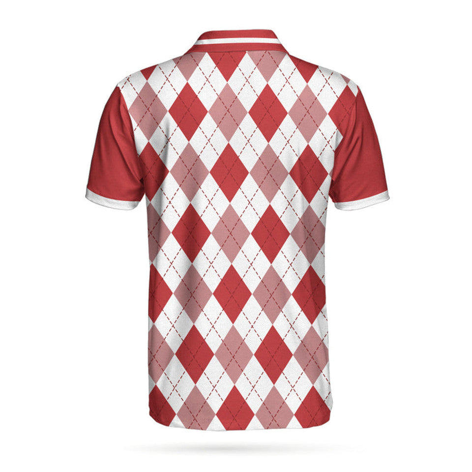 King Of The Golf Course Red Argyle Skeleton Golfer Best Men's Polo Shirt S-5XL