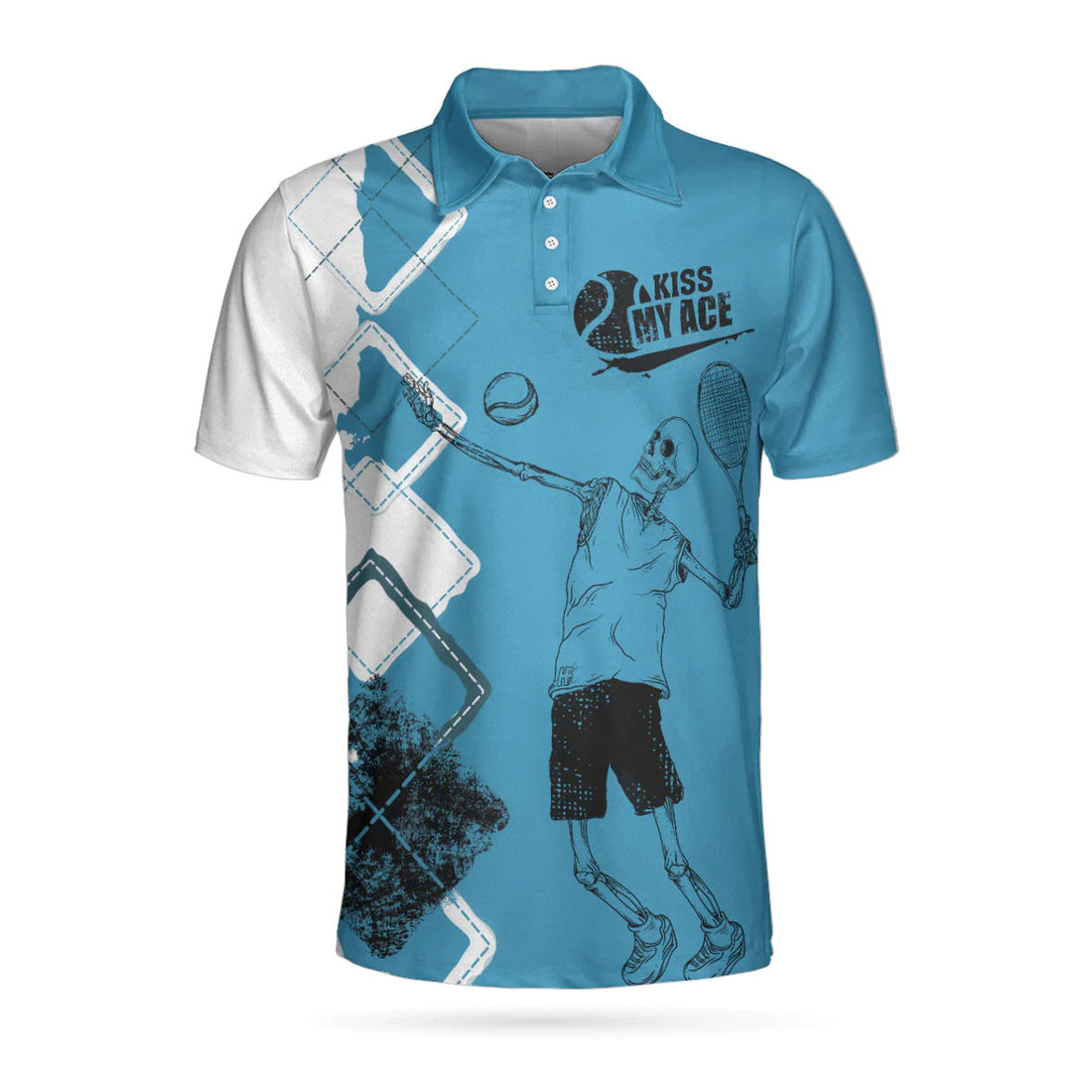 Argyle Pattern Skeleton Tennis My Ace Best Tennis Shirt Men's Polo Shirt S-5XL