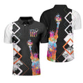 Let's Par Tee Lady Liberty Patriotic Golfer Black White Argyle Men's Polo Shirt S-5XL