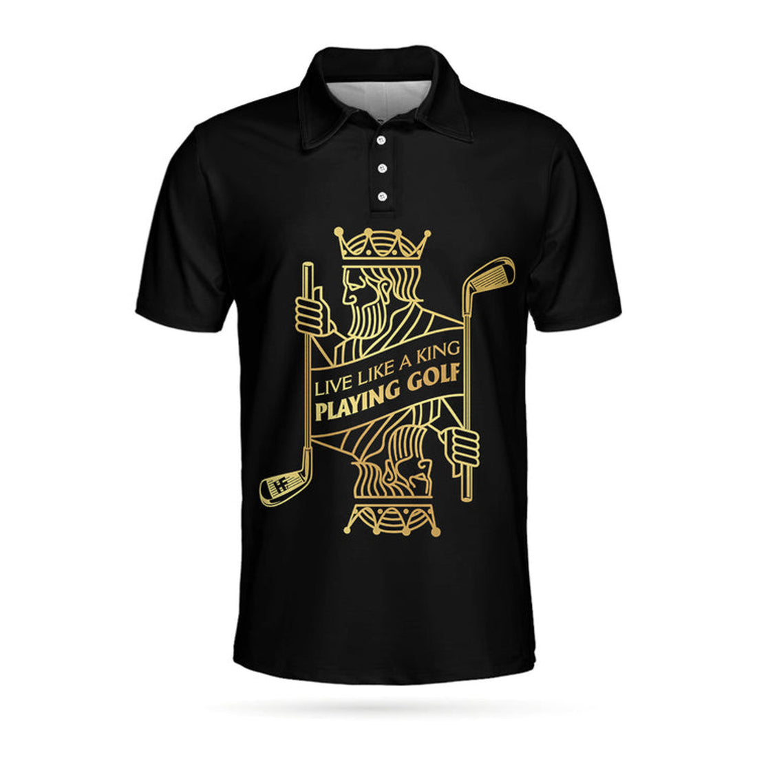 Live Like A King Golf Black Gold Luxury Poker Golf Shirt Men's Polo Shirt S-5XL