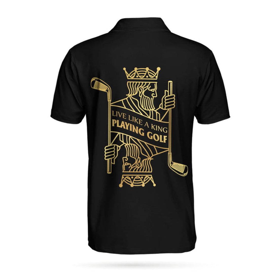 Live Like A King Golf Black Gold Luxury Poker Golf Shirt Men's Polo Shirt S-5XL