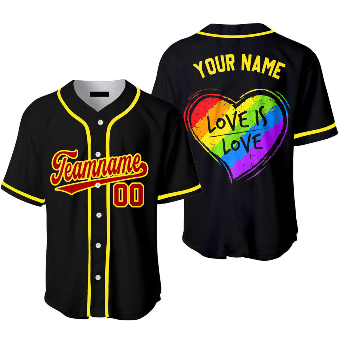 Custom LGBT Rainbow Heart Pride Baseball Jersey e Baseball Jersey S-5XL