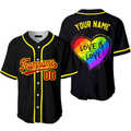 Custom LGBT Rainbow Heart Pride Baseball Jersey e Baseball Jersey S-5XL