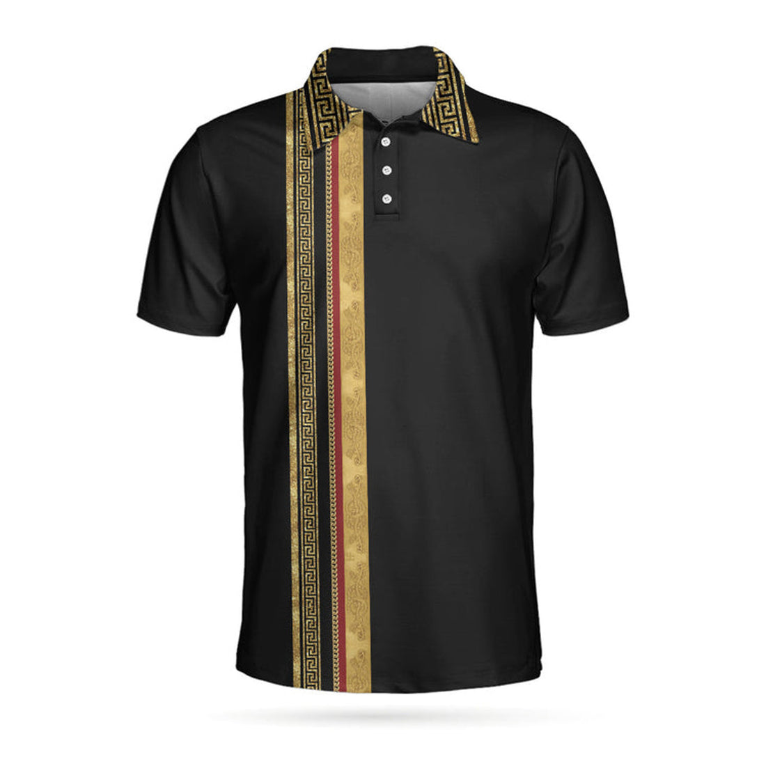 Luxury Baroque Eagle Badge Golf Shirt Golden Greek Key Men's Polo Shirt S-5XL