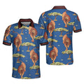 Luxury Lion King Blue Savanna Biome Pattern Cool Lion Men's Polo Shirt