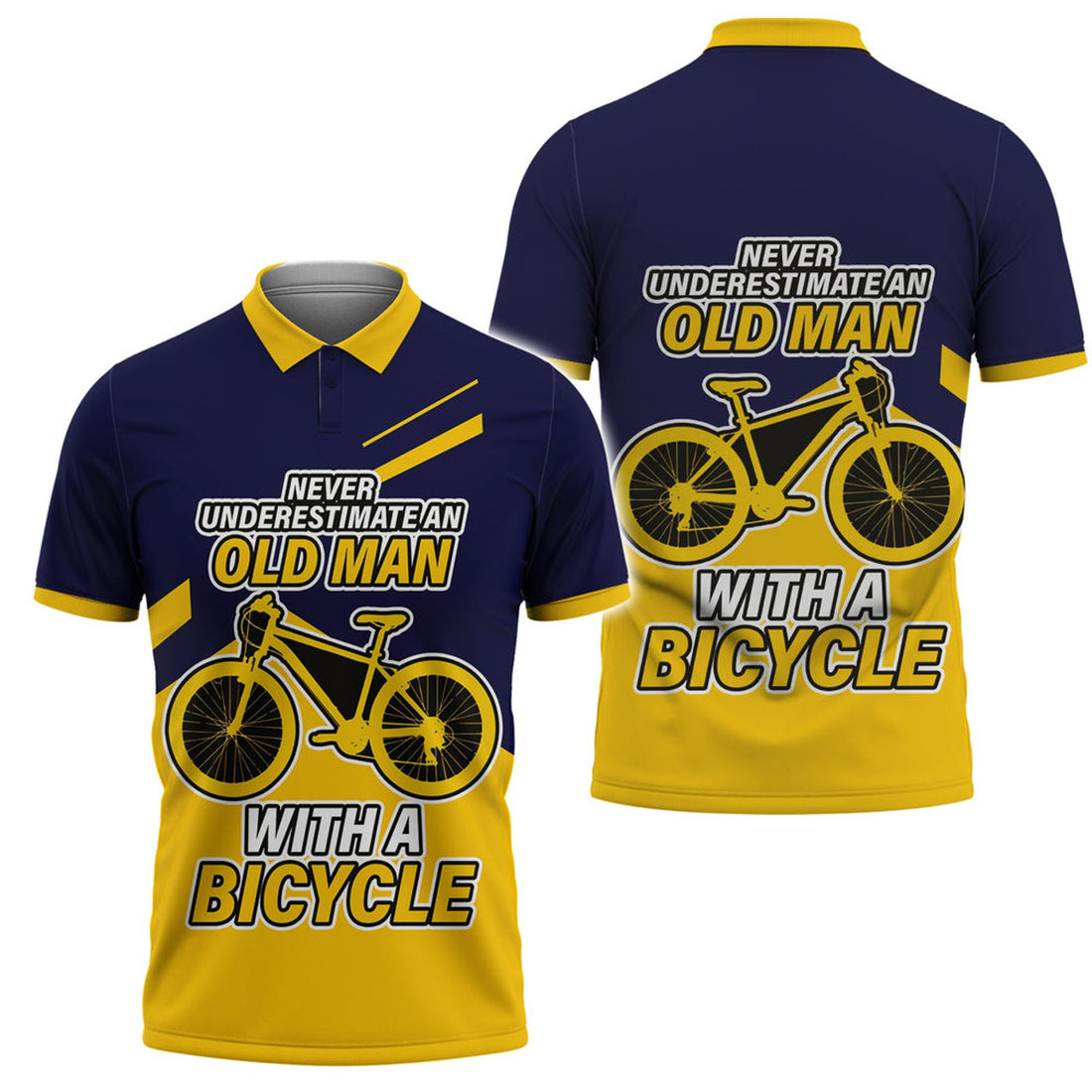 Never Underestimate An Old Man Cycling Men's Polo Shirt S-5XL