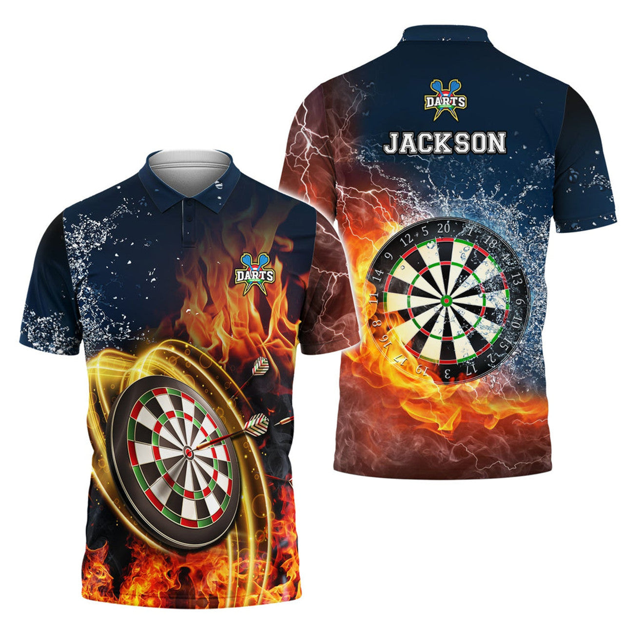 Custom Dart On Fire Personalized Name Darts Fanclub Men's Polo Shirt S-5XL
