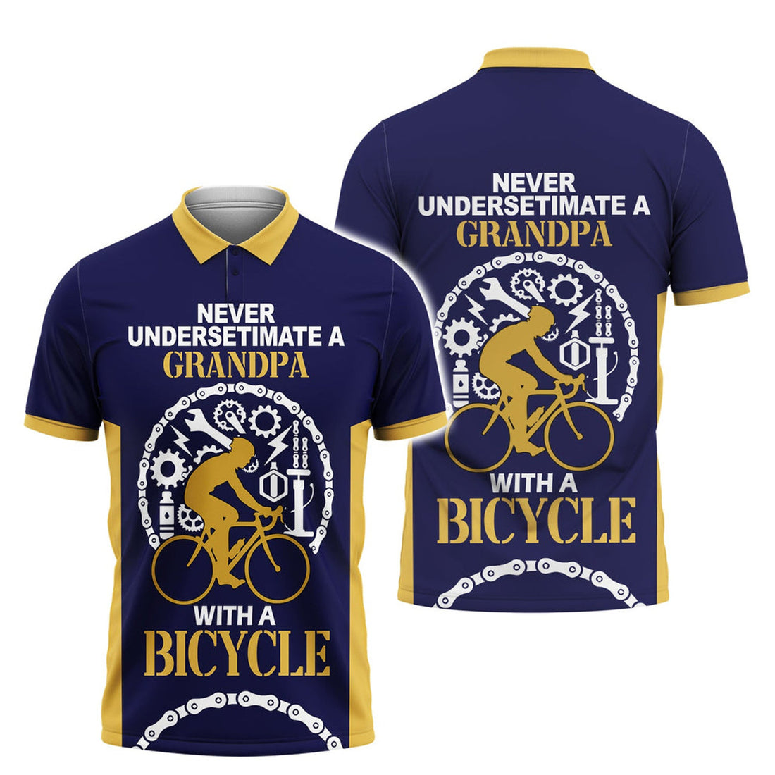 Cycling Grandpa Graphic Men's Polo Shirt S-5XL