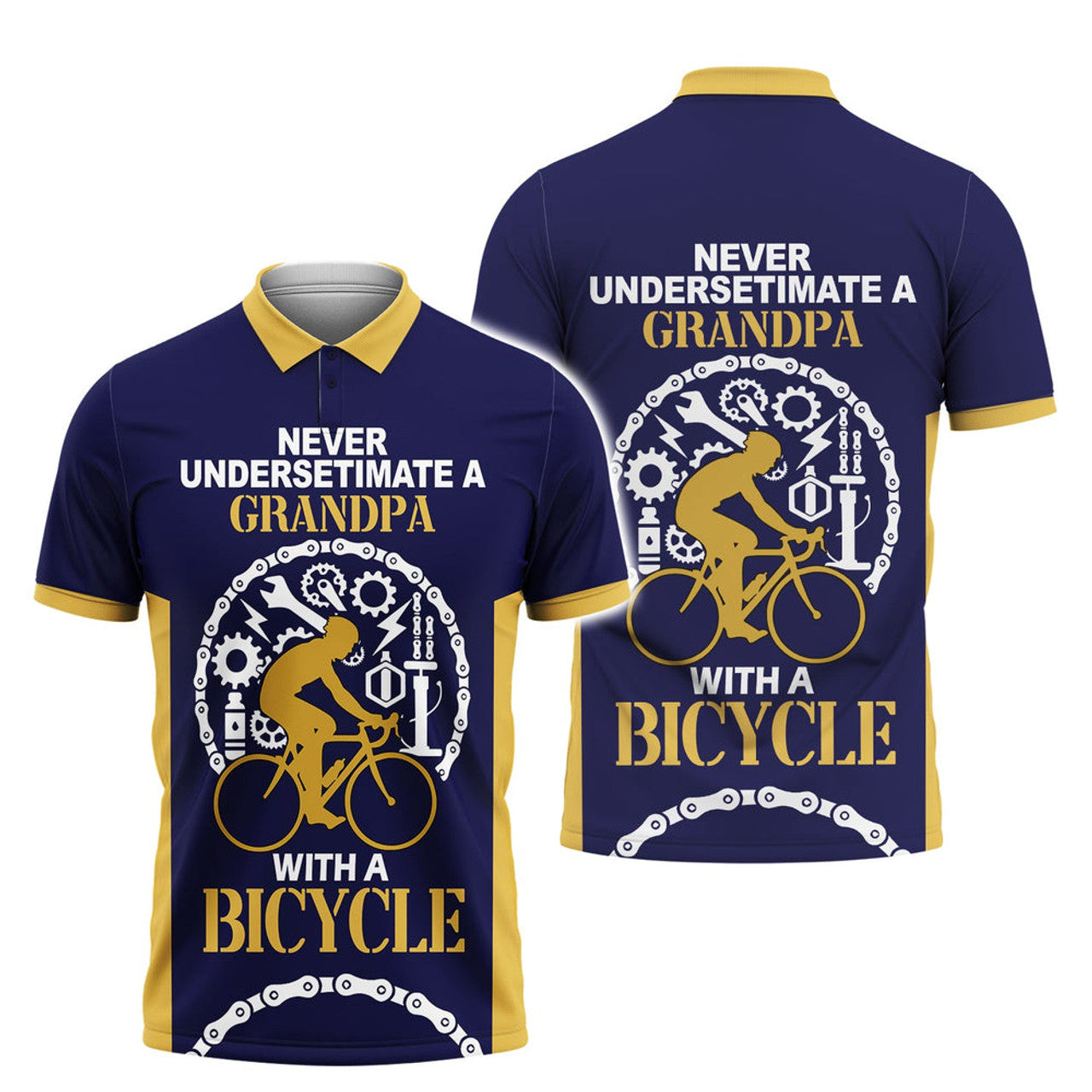 Cycling Grandpa Graphic Men's Polo Shirt S-5XL