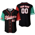 Custom Mexican Flag Baseball Jersey Custom Name Baseball Jersey S-5XL
