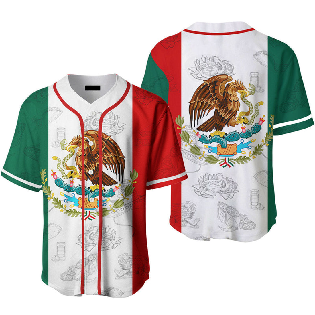 Mexico Flag Baseball Jersey Gift for Mexicans Baseball Jersey a1 S-5XL