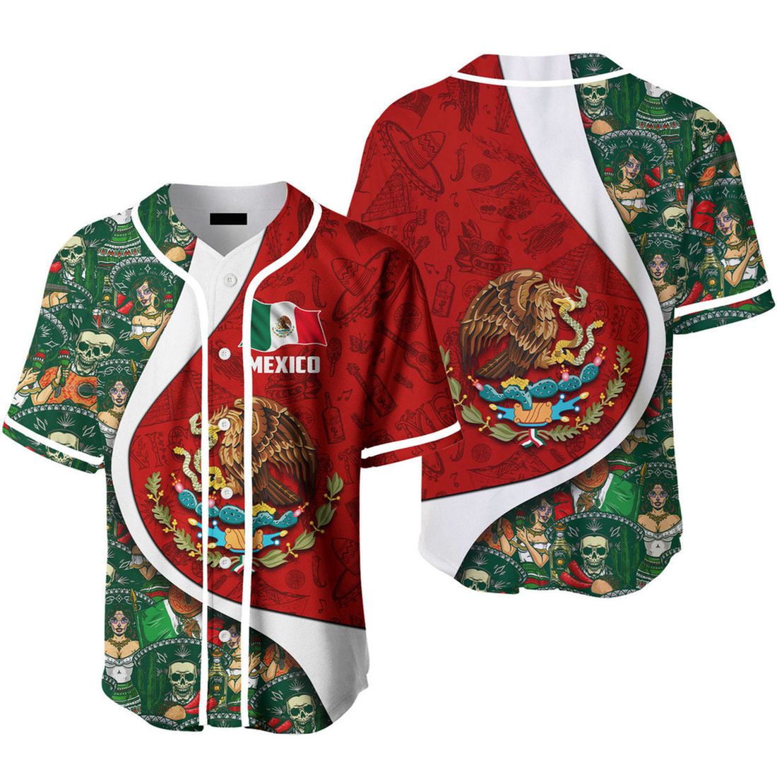 Mexico Day Fiesta Baseball Jersey Proud Mexican Baseball Jersey S-5XL