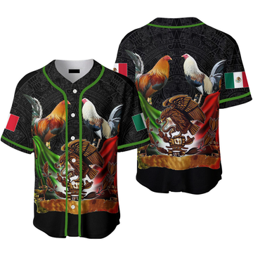 Mexico Rooster Mexican Flag Baseball Jersey S-5XL
