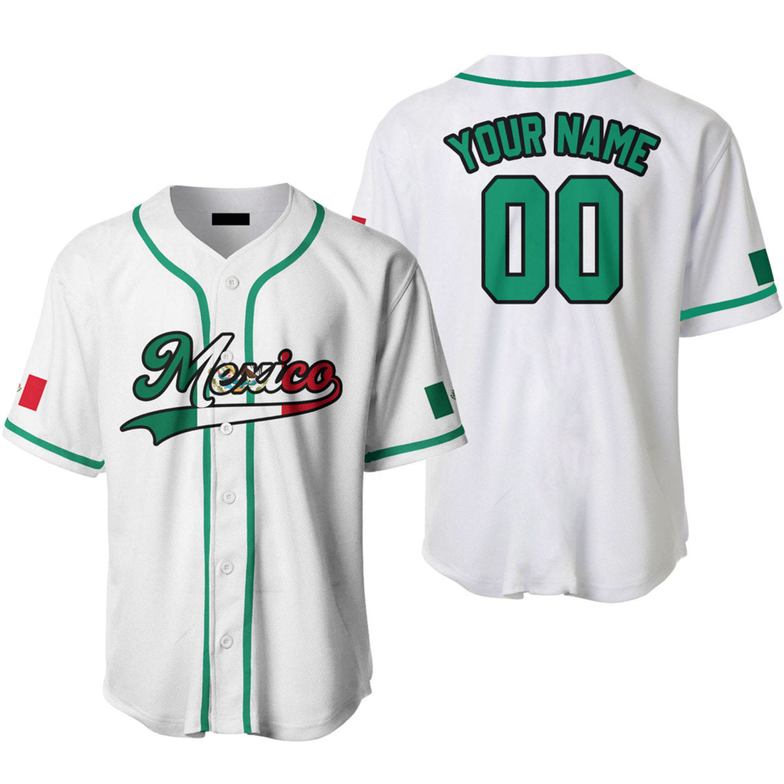 Custom Mexico Text Pattern Baseball Jersey Gift Baseball Jersey S-5XL