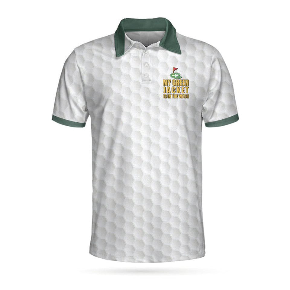 Green American Flag Golf Shirt White Golf Pattern Men's Polo Shirt S-5XL