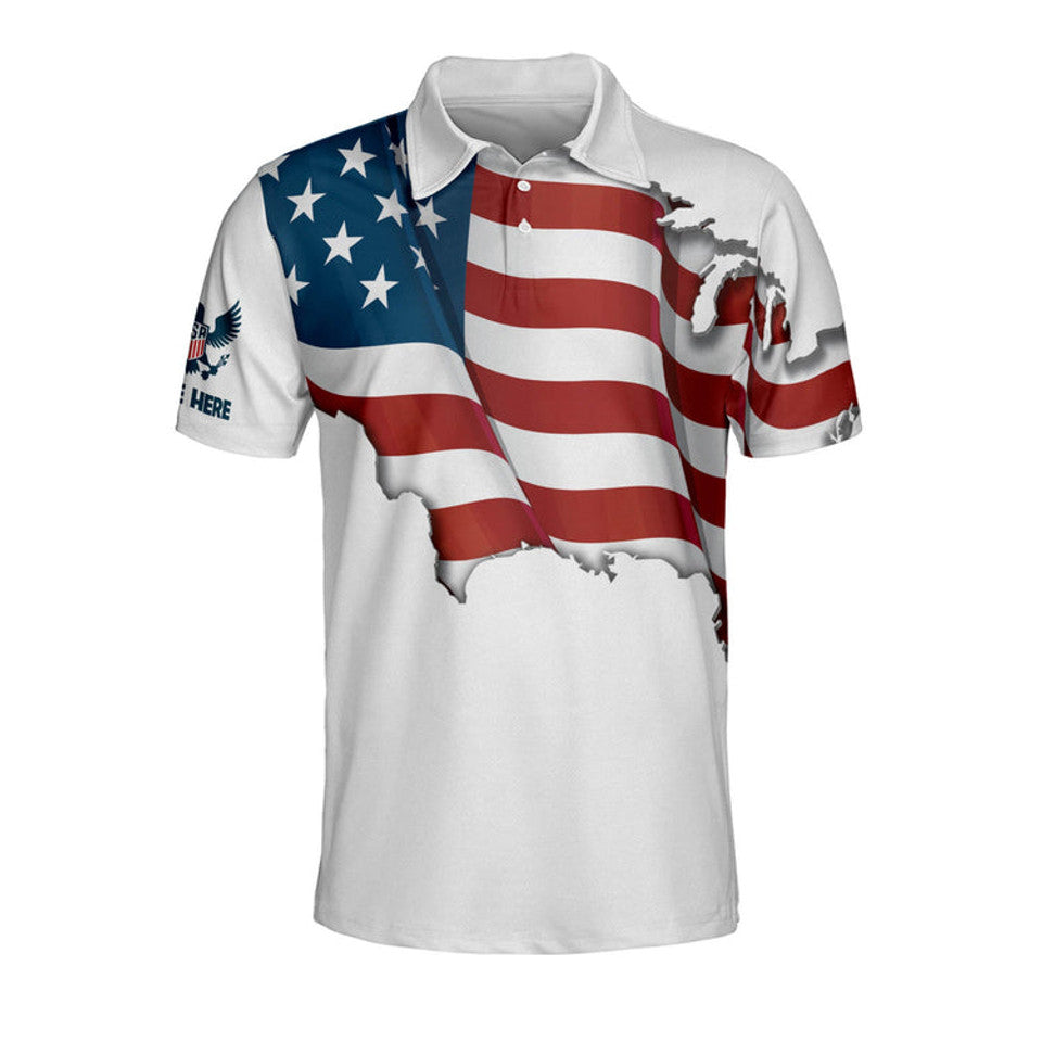 Custom America Love It Or Leave It Eagle US Flag Gift Men's Polo Shirt S-5XL