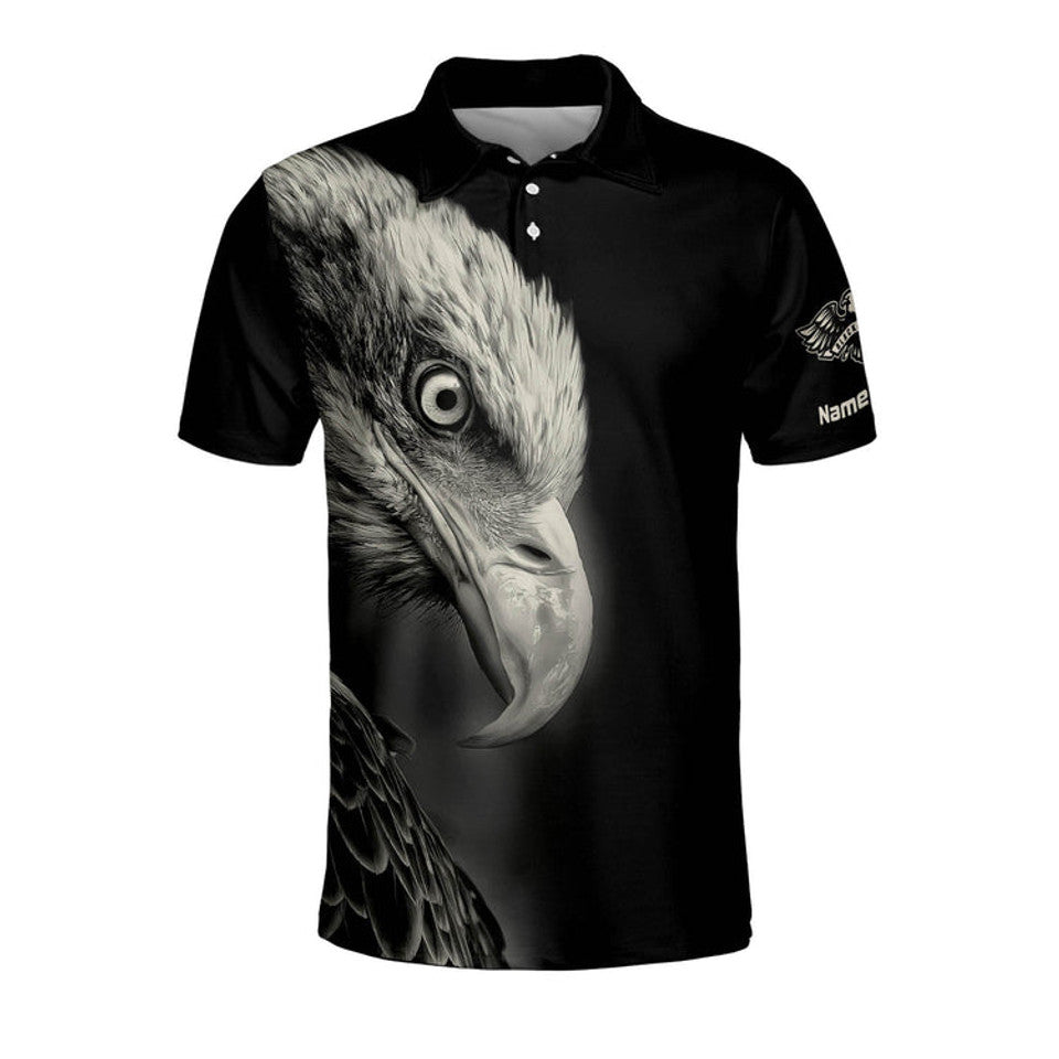 Personalized Independence Day Custom Eagle Heartbeat Men's Polo Shirt S-5XL