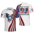 Customized Name Nation Under God Eagle Independence Day Men's Polo Shirt S-5XL
