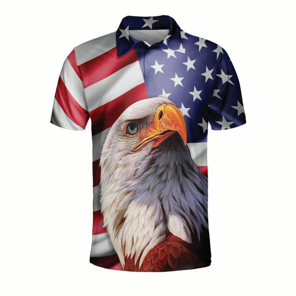 Patriotic American Eagle Print Polo for Independence Day Men's Polo Shirt S-5XL