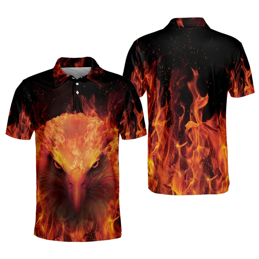American Eagle Fire Pattern Cool Polo Shirt Gift for Men Men's Polo Shirt S-5XL