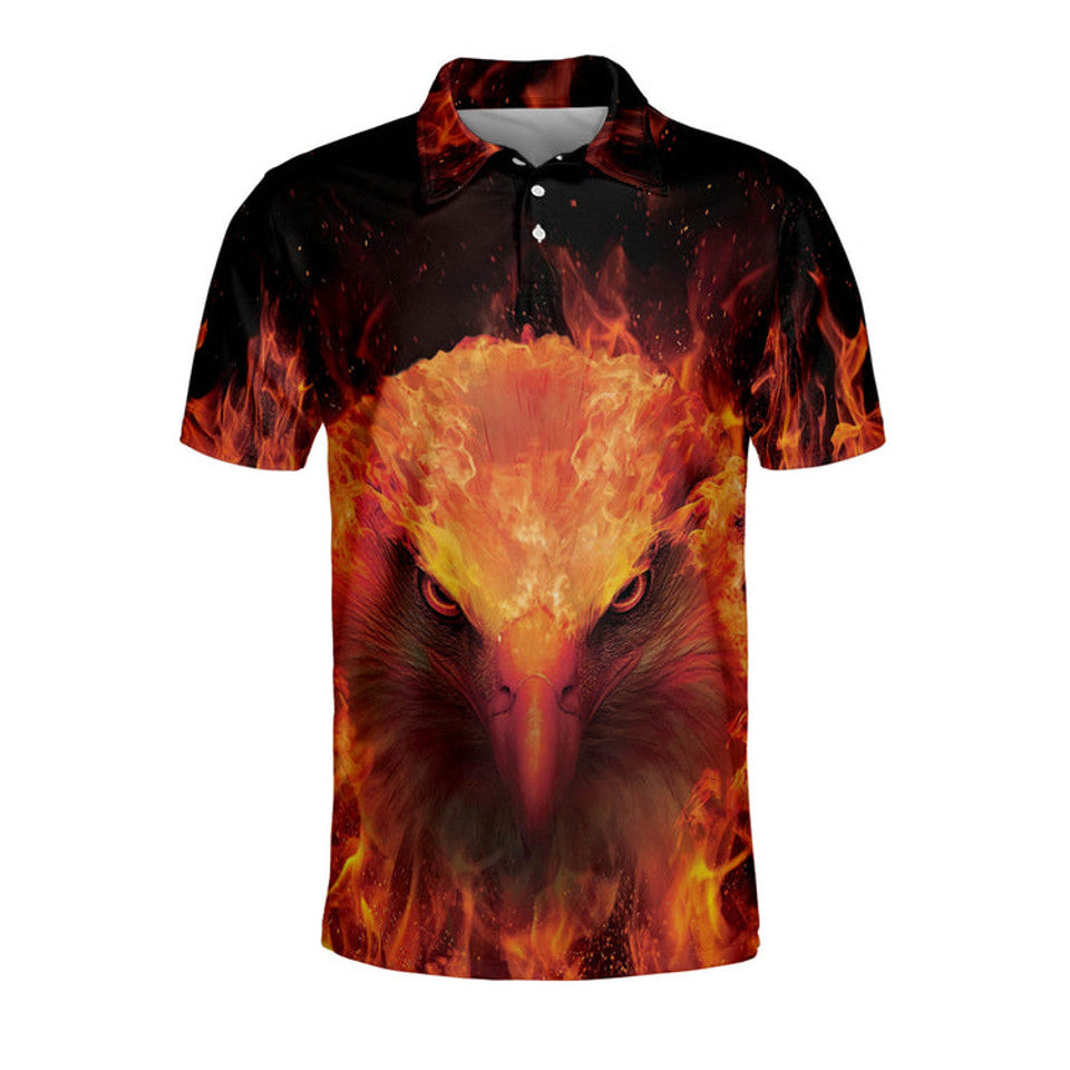American Eagle Fire Pattern Cool Polo Shirt Gift for Men Men's Polo Shirt S-5XL