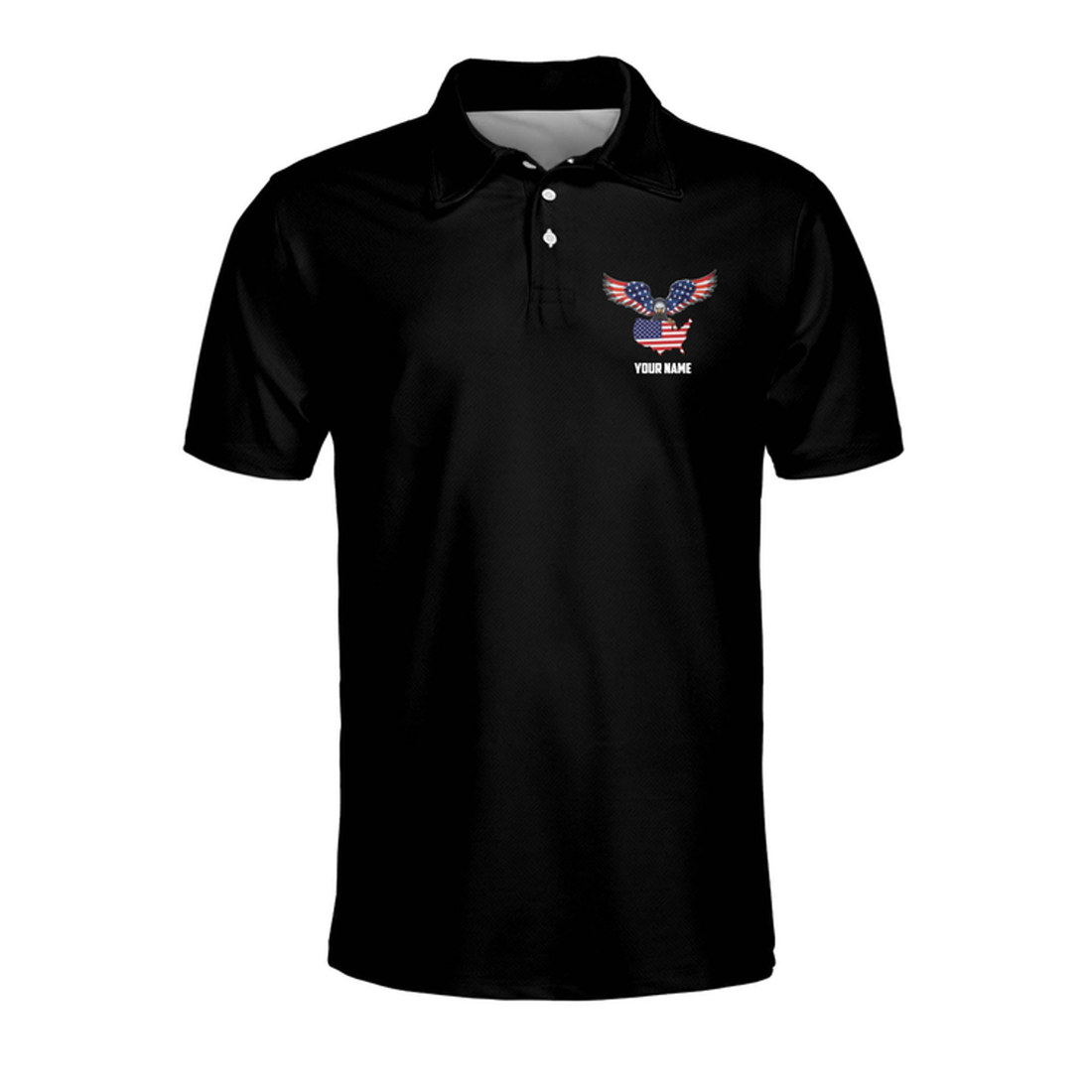 Personalized Name Home Of The Brave American Flag Men's Polo Shirt S-5XL