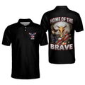 Personalized Name Home Of The Brave American Flag Men's Polo Shirt S-5XL