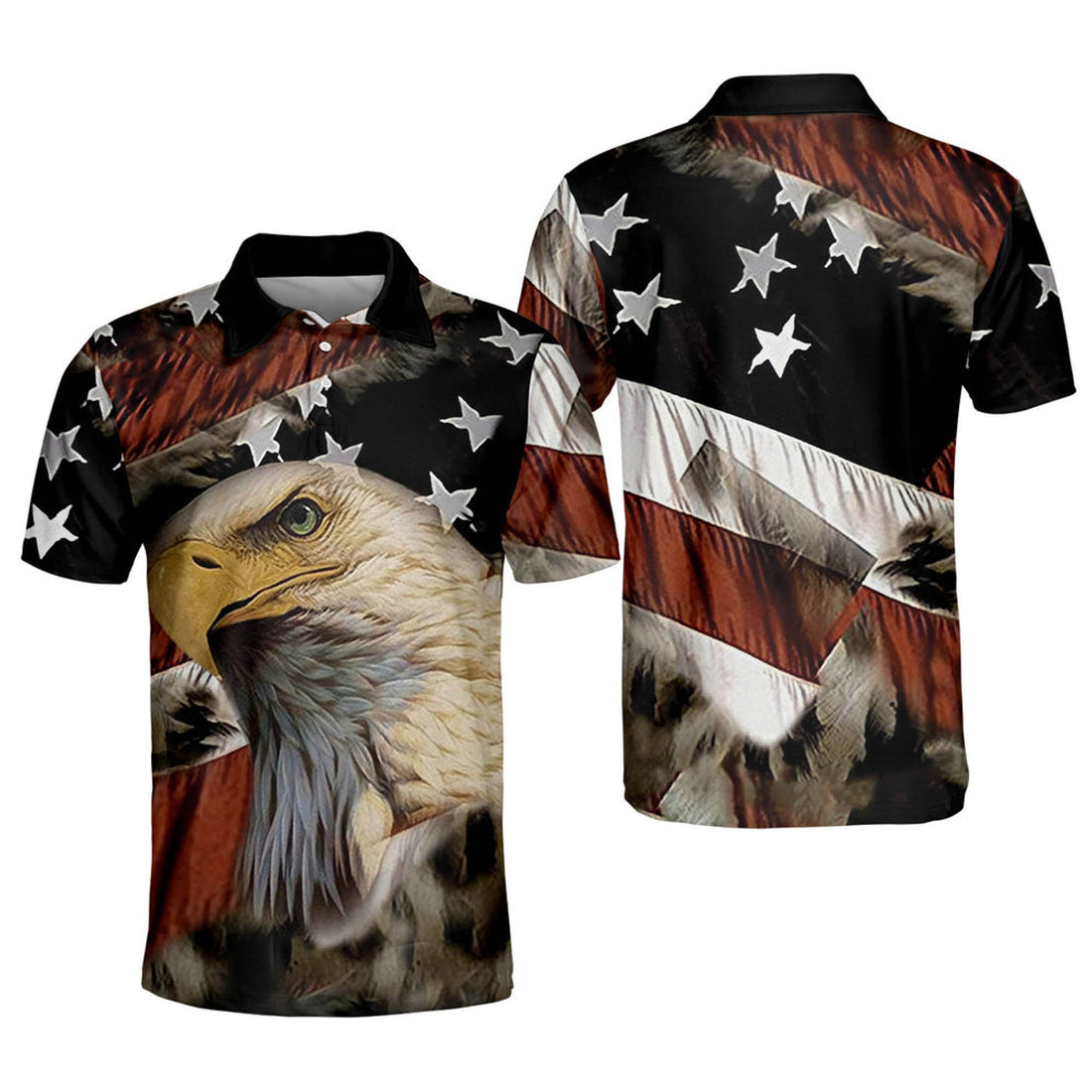 American Flag Eagle 3D Printed Polo for Men Men's Polo Shirt S-5XL