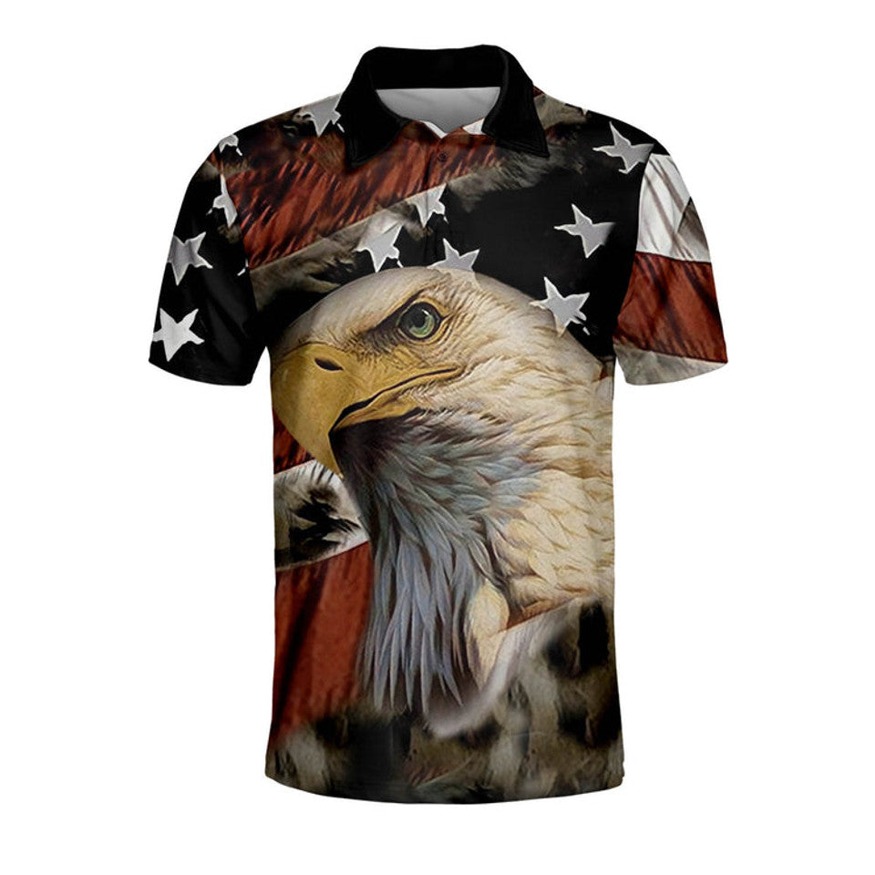 American Flag Eagle 3D Printed Polo for Men Men's Polo Shirt S-5XL