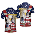American Flag Patriotic Eagle USA Gift for Him National Pride Men's Polo Shirt S-5XL
