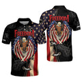 Personalized Name Freedom Eagle Vintage American Flag Men's Polo Shirt S-5XL